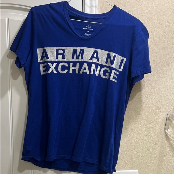 Armani Exchange Royal Blue Tee with Metallic Logo - Picture 1 of 2